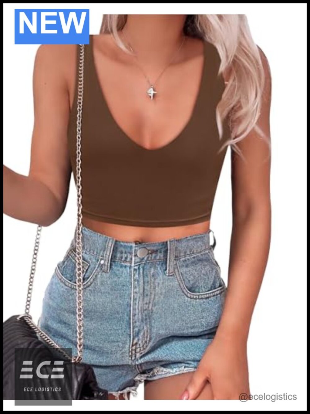 Women's Deep V Neck Sleeveless Backless Crop Tank Top Slim Fit Casual